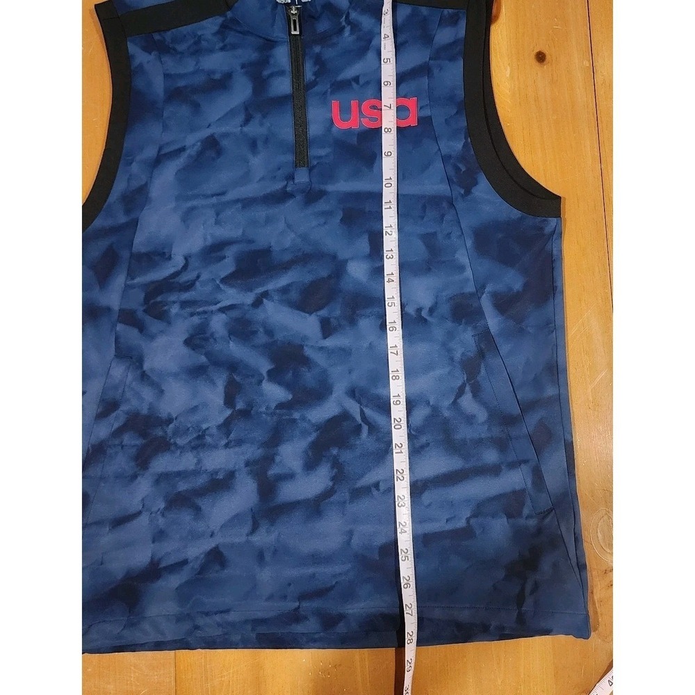 ADIDAS USA Golf Vest Men's Small 1/4 Zip Pullover Stretch Blue Camouflage - Picture 7 of 9